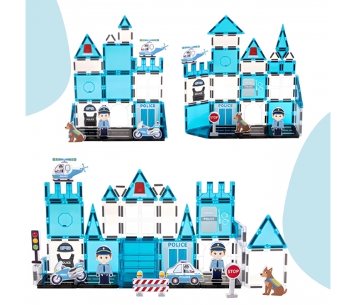 WOOPIE Klocki Magnetyczne 3D Zestaw Komisariat Policji 42el.