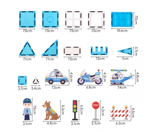 WOOPIE Klocki Magnetyczne 3D Zestaw Komisariat Policji 42el.