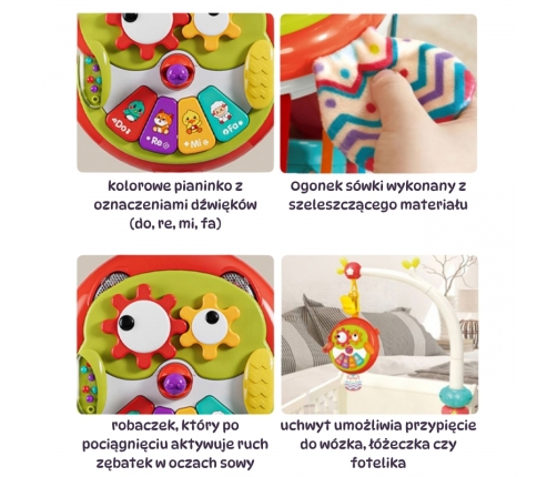 WOOPIE BABY Interaktywna Zabawka Sowa Pianinko z Szeleszczącym Ogonem