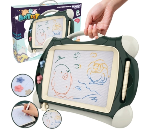 WOOPIE Znikopis Tablica Magnetyczna Kolorowa + 2 Stempelki Zielony