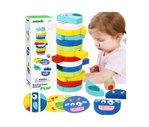 TOOKY TOY Gra Zręcznościowa Klocki Zwierzęta Certyfikat FSC