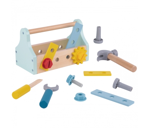 TOOKY TOY Drewniana Skrzynka z Narzędziami Zestaw 18 el.