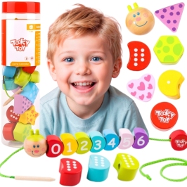 TOOKY TOY Drewniane Klocki do Nawlekania Gąsienica Nauka Liczenia 20 el. TOOKY TOY Drewniane Klocki do Nawlekania Gąsienica Nauka Liczenia 20 el.