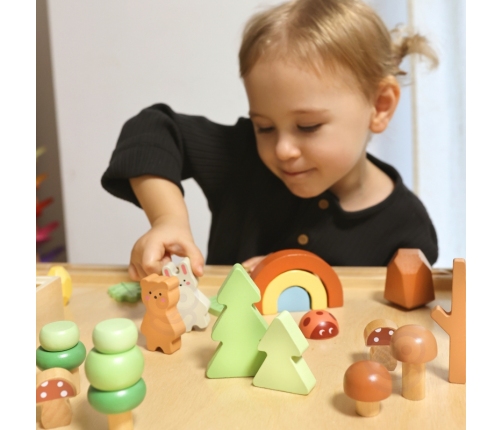 TOOKY TOY Zestaw Leśny Układanka w Stosy Klocki Figurki
