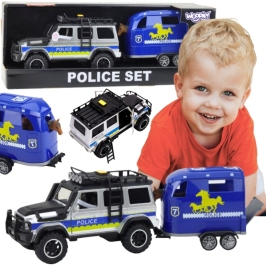 WOOPIE Zestaw Samochód Terenowy Policyjny z Przyczepą dla Konia WOOPIE Zestaw Samochód Terenowy Policyjny z Przyczepą dla Konia