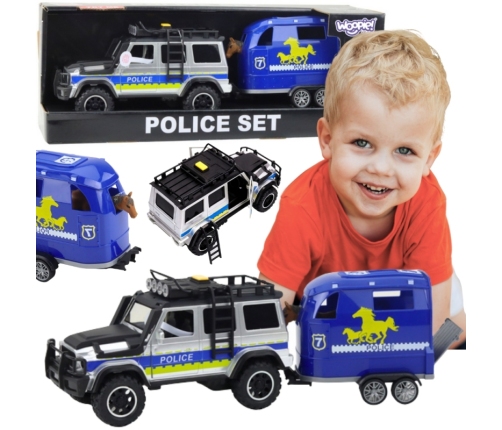 WOOPIE Zestaw Samochód Terenowy Policyjny z Przyczepą dla Konia