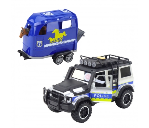 WOOPIE Zestaw Samochód Terenowy Policyjny z Przyczepą dla Konia