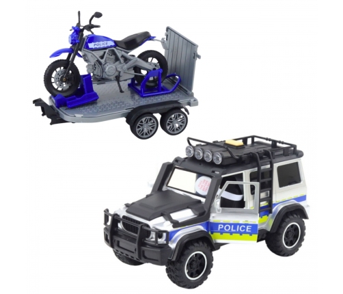 WOOPIE Zestaw Samochód Terenowy Policyjny z Przyczepą na Motocykl