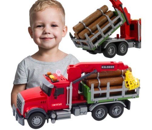 WOOPIE Ciężarówka z Ruchomym Dźwigiem do Drewna Dźwięk Światła 1:14