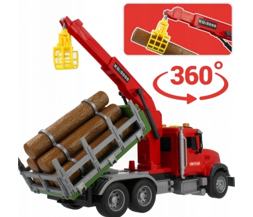 WOOPIE Ciężarówka z Ruchomym Dźwigiem do Drewna Dźwięk Światła 1:14