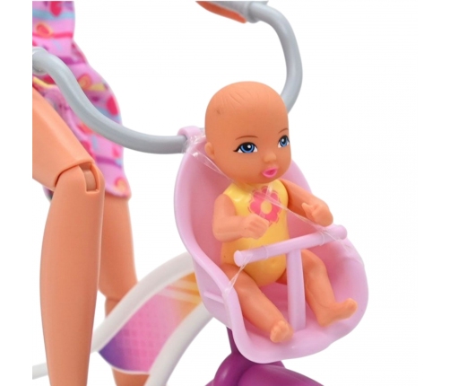 WOOPIE ROYAL Lalka Lily Rowerzystka Bobas w Foteliku Rower