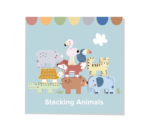 TOOKY TOY Drewniane Klocki Układanka Zwierzątka Montessori 9 el.