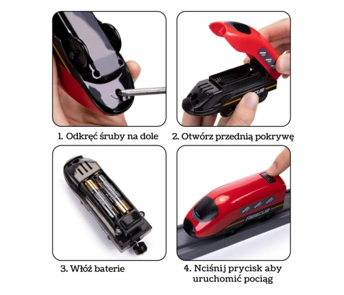 WOOPIE Zestaw Kolejka Elektryczna Lokomotywa Straż Pożarna 66el.