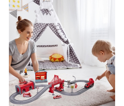 WOOPIE Zestaw Kolejka Elektryczna Lokomotywa Straż Pożarna 66el.