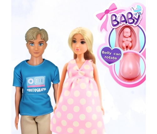 WOOPIE ROYAL Zestaw Lalek Rodzina Lily w Ciąży Tata Niemowlak Wózek Akcesoria