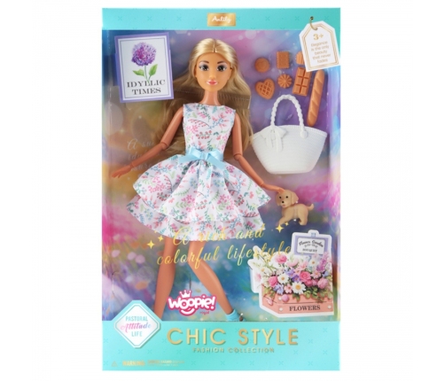 WOOPIE ROYAL Lalka Lily 30 cm Wiosenna Suknia Akcesoria Piesek Piknik