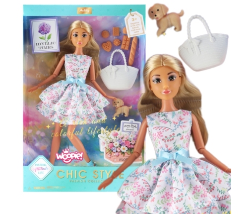 WOOPIE ROYAL Lalka Lily 30 cm Wiosenna Suknia Akcesoria Piesek Piknik