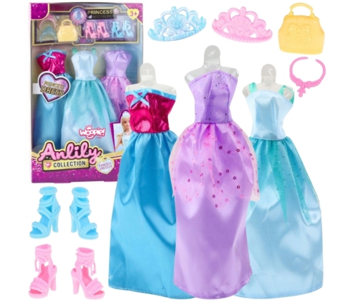 WOOPIE ROYAL Zestaw Modowy Dla Lalek Sukienki Buty Biżuteria Akcesoria