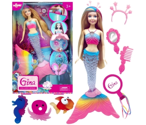 WOOPIE Lalka Syrenka Gina Magiczna Tęczowa z Akcesoriami