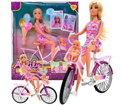 WOOPIE ROYAL Lalka Lily Rowerzystka Bobas w Foteliku Rower