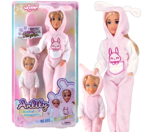 WOOPIE ROYAL Lalki Kombinezony Różowe Króliczki Zestaw 2szt.