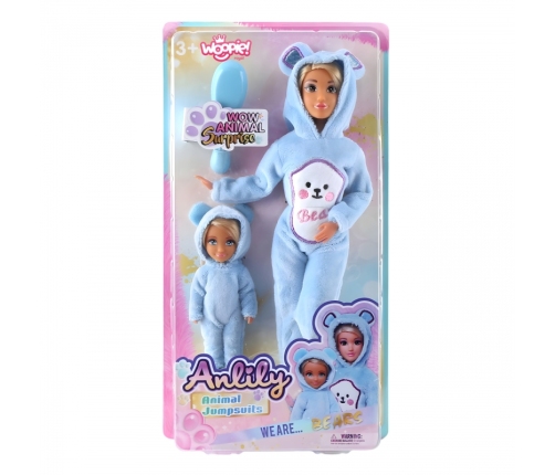 WOOPIE ROYAL Lalki Kombinezony Niebieskie Misie Zestaw 2szt.