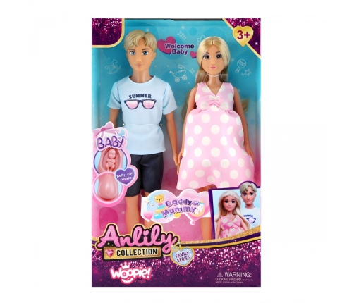 WOOPIE ROYAL Zestaw Lalek Rodzina Lily w Ciąży Tata Niemowlak