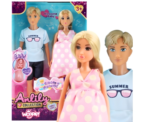 WOOPIE ROYAL Zestaw Lalek Rodzina Lily w Ciąży Tata Niemowlak