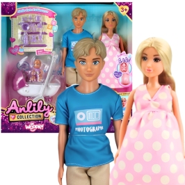 WOOPIE ROYAL Zestaw Lalek Rodzina Lily w Ciąży Tata Niemowlak Wózek Akcesoria WOOPIE ROYAL Zestaw Lalek Rodzina Lily w Ciąży Tata Niemowlak Wózek Akcesoria