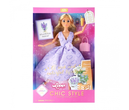 WOOPIE ROYAL Lalka Lily Długie Blond Włosy 30 cm Lawendowa Suknia Akcesoria