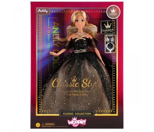 WOOPIE ROYAL Lalka Lily 30 cm Długie Blond Włosy Czarna Suknia Balowa
