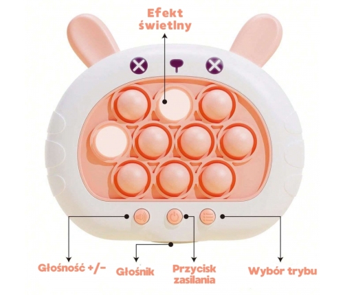 WOOPIE Gra POP IT Elektryczna Antystresowa Zręcznościowa Króliczek