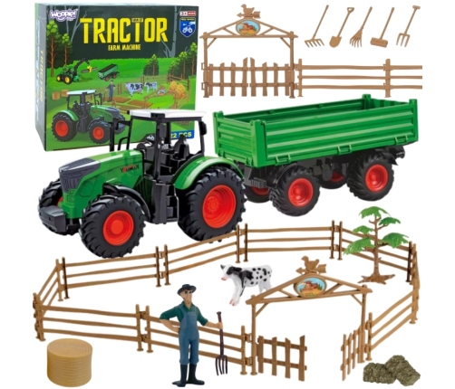 WOOPIE Zestaw Mini Farma Traktor Zwierzęta Osada Farma Rolnik Narzędzia