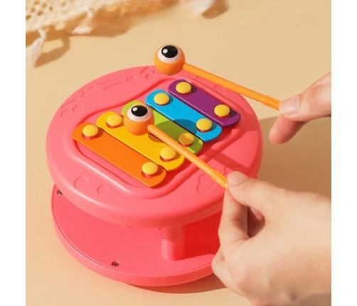 WOOPIE Ślimak do Ciągnięcia 4w1 Cymbałki Zębatki Sensoryczne Wyrzutnia + Małe Autko