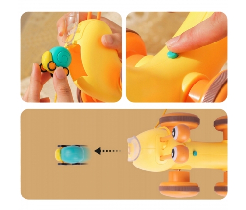 WOOPIE Ślimak do Ciągnięcia 4w1 Cymbałki Zębatki Sensoryczne Wyrzutnia + Małe Autko