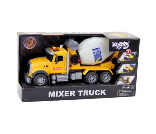 WOOPIE Ciężarówka Betoniarka Obrotowy Bęben Światła Dźwięki Żółta
