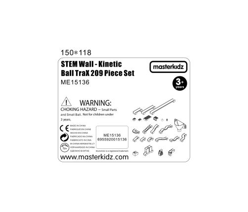 MASTERKIDZ Zestaw Konstrukcyjny Tor dla Piłek Tablica STEM 209elementów