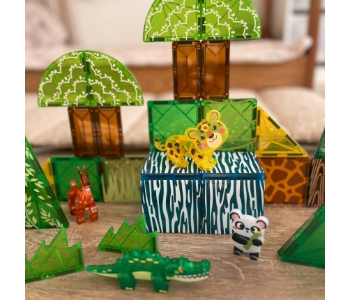 WOOPIE Klocki Magnetyczne Konstrukcyjne 3D Zestaw Edukacyjny Rzadkie Zwierzęta 45el.