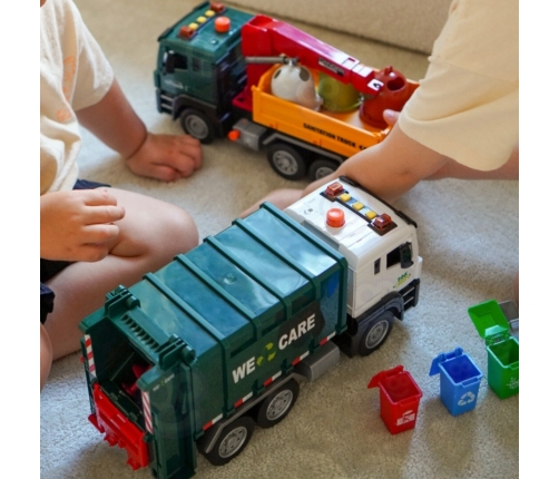 WOOPIE Ciężarówka Śmieciarka z Dźwigiem Segregacja Śmieci - skala 1:10