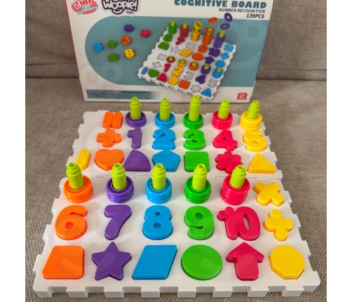 WOOPIE Układanka Montessori Sorter Trening Mózgu Literki Cyferki 139 el