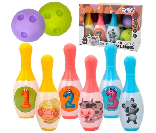 WOOPIE Kręgle dla Dzieci Zwierzaki i Cyferki 8 el.