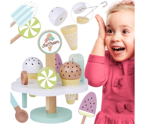 TOOKY TOY Drewniane Lody Magnetyczne na Stojaku