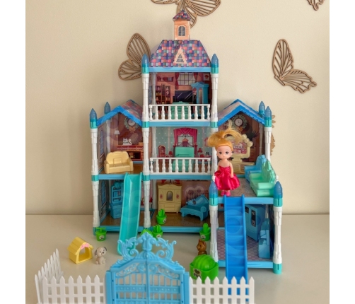 WOOPIE Domek dla Lalek Zimowy Ogród z Akcesoriami i Lalką Podświetlany 191el.