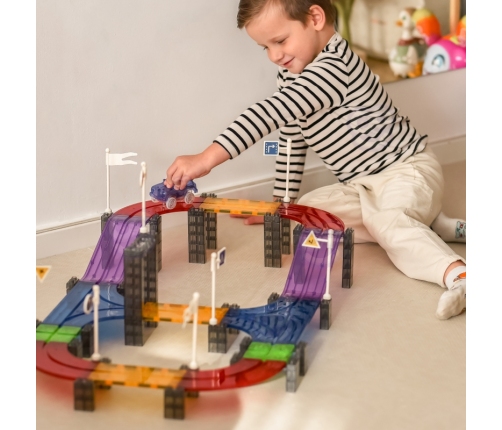 WOOPIE Magnetyczny Tor Samochodowy Wyścigowy + Autko 137 El.