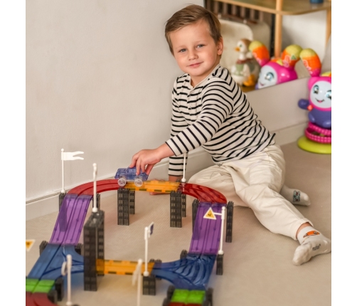 WOOPIE Magnetyczny Tor Samochodowy Wyścigowy + Autko 137 El.