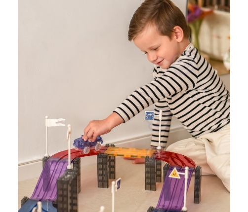 WOOPIE Magnetyczny Tor Samochodowy Wyścigowy + Autko 76 el.