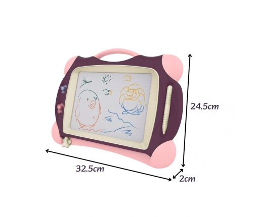 WOOPIE Znikopis Tablica Magnetyczna Kolorowa + 2 Stempelki Fioletowy