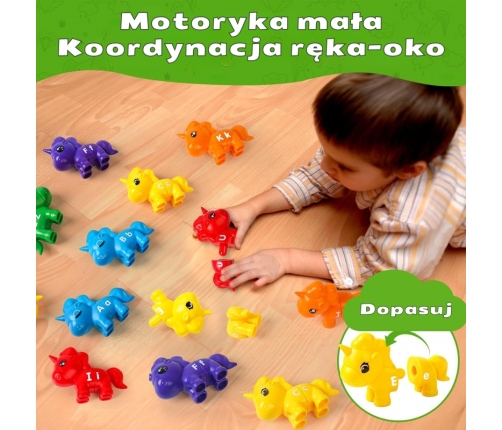 WOOPIE Figurki Montessori Zestaw Edukacyjny Jednorożce do Składania 