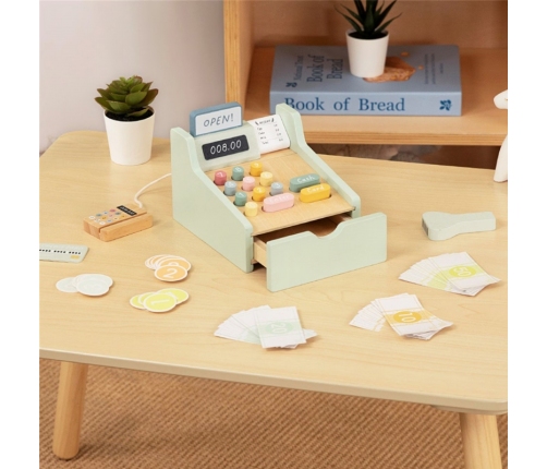 WOOPIE GREEN Drewniana Kasa Sklepowa Edukacyjna z Akcesoriami 23 el. FSC