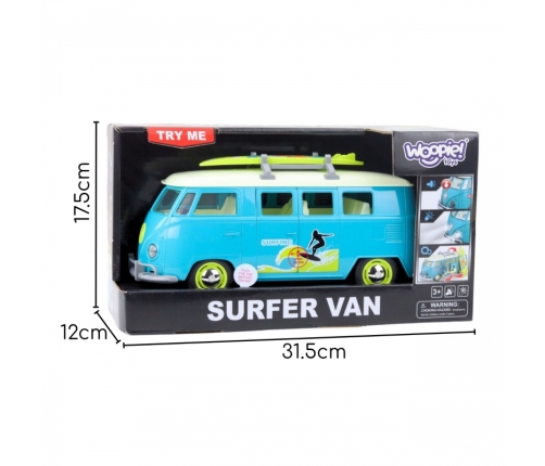 WOOPIE Samochód Bus Surfing Klasyczny Niebieski Ze Światłem I Dźwiękiem Model